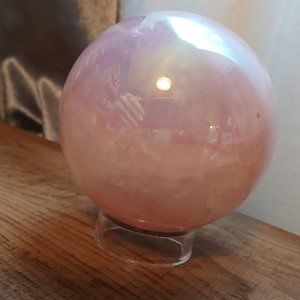 Aura rose quartz crystal sphere